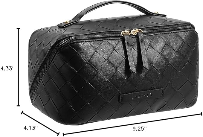 EACHY Travel Makeup Bag,Large Capacity Cosmetic Bags for Women,Waterproof Portable Pouch Open Flat Toiletry Bag Make up Organizer with Divider and Handle
