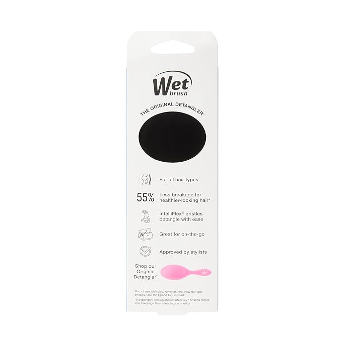 Wet Brush Detangling Brush, Mini Detangler Brush (Black) - Wet & Dry Tangle-Free Hair Brush for Women & Men - No Tangle Soft & Flexible Bristles for Straight, Curly, & Thick Hair