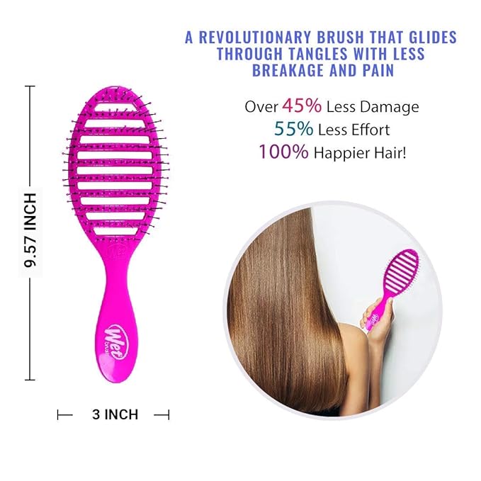 Wet Brush Speed Dry Hair Brush, Amazon Exclusive Aqua, Vented Design & Soft HeatFlex Bristles, Blow Dry Safe, Ergonomic Handle Manages Tangles & Uncontrollable Strands, Pain-Free Hair Accessories