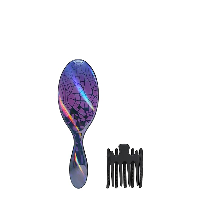 Wet Brush Original Detangler Brush Ghostly Style Kit, Ultra-Soft IntelliFlex Bristles, Detangling Brush Glides Through Tangles For All Hair Types (Wet Dry & Damaged), 1 Hairbrush & 1 Claw Clip