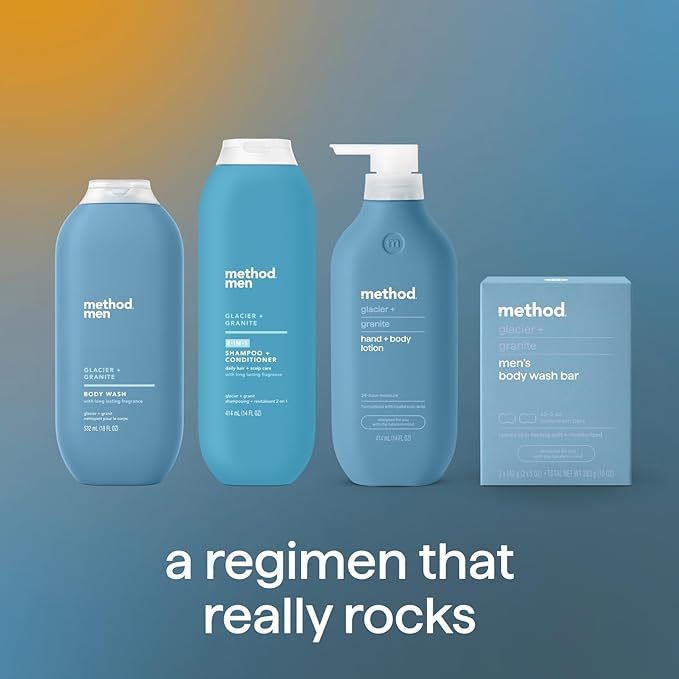 Method Men Body Wash, Glacier + Granite, Paraben and Phthalate Free, 18 FL Oz (Pack of 6)