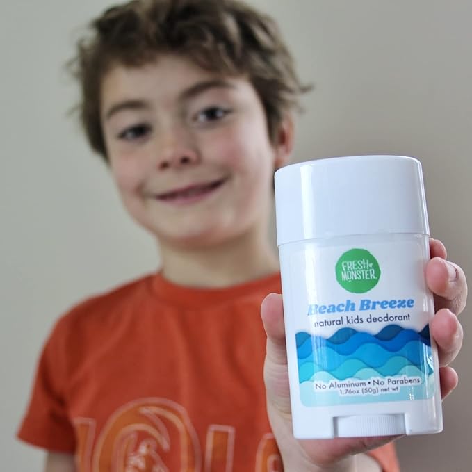 Fresh Monster Natural Deodorant for Kids and Teens I Aluminum-Free, Paraben-Free and Hypoallergenic I Dermatologist Tested I 24-Hour Protection I Beach Breeze Scent I 1.76 oz I 1 Count