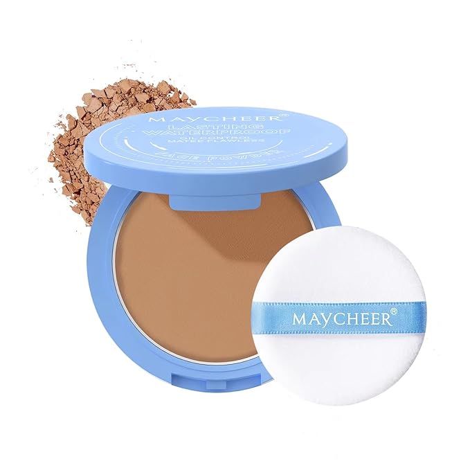 LAMUSELAND Pressed Powder Compact, Oil Control Brighten Skin Girls (JG06)