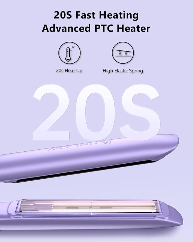 Hair Straightener, 1 Inch Flat Iron Straightener and Curler 2 in 1, Titanium Ceramic Ionic Dual Voltage Straightener with Anti-Iron Silicone for Less Frizz, Shinier & Smoother Hair