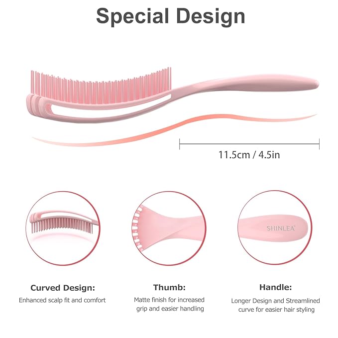 Detangler Brush for Curly Hair, Hairbrush Set for Wet Dry Curl Straight Thick Thin, Pain-Free Hair Brushing, Small Size for Travelling, Curly Brush for Women Men Kid (Pink and Blue)