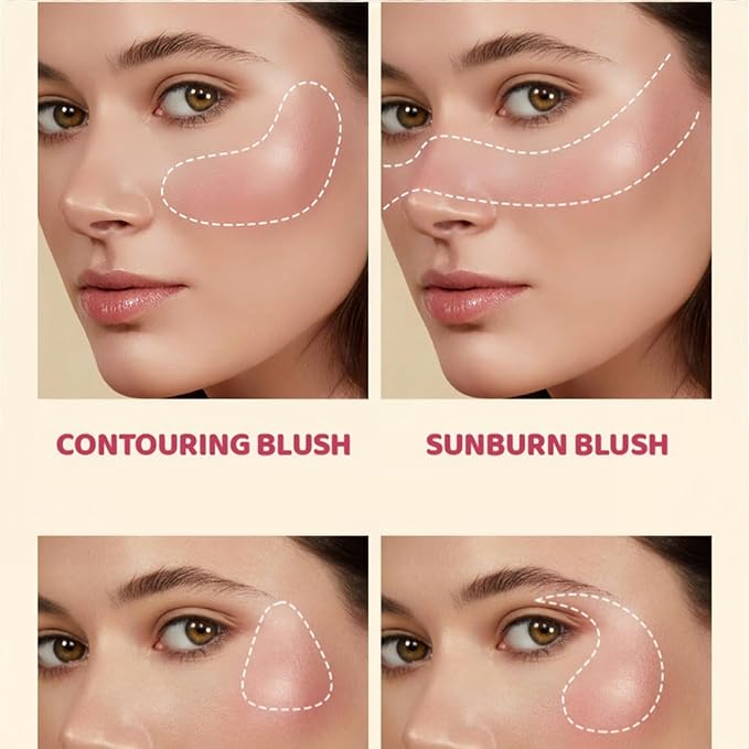 Shiny Blush 12 Color Cream High-Pigmented Buildable Face Blush Long-Lasting Natural Look Face Blush for Cheeks (Color 01)