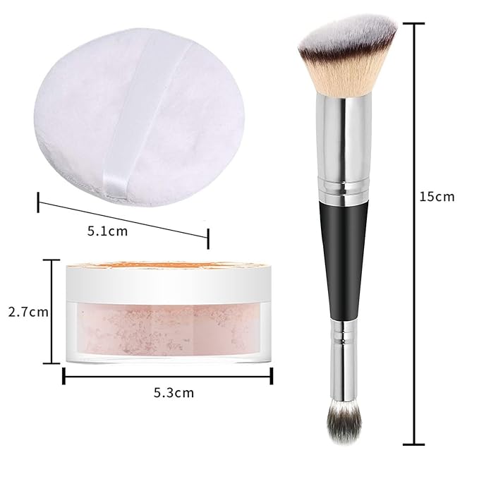 2PCS Loose Face Powder, Oil Control Minimizes Pores Finish(04# Natural)