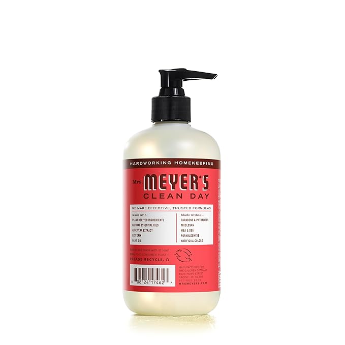 MRS. MEYER'S CLEAN DAY Hand Soap, Made with Essential Oils, Rhubarb 12.5 Fl Oz (Pack of 6)