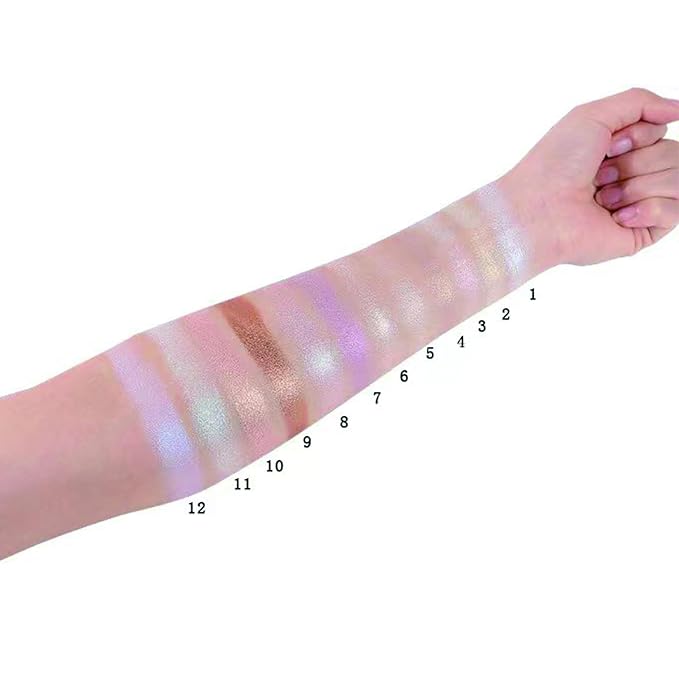 Face Highlighter Powder Palette, Glossy Glitter Illuminator Powder, Highlighter 8