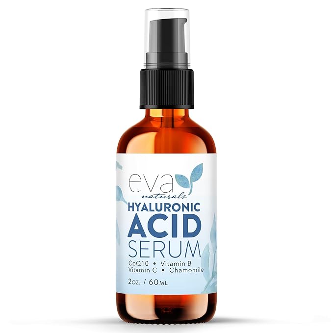 Eva Naturals Pure Hyaluronic Acid Serum For Face - Facial Serum - Wrinkles and Fine Lines - Perfect Hydrating for Face and Dry Skin - Pairs with Vitamin C Serum (2 Oz)