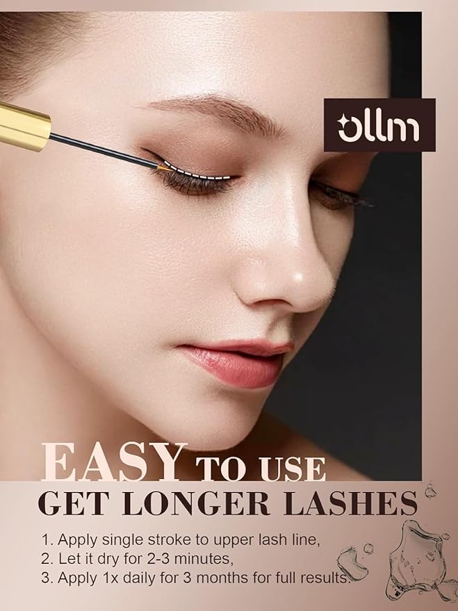 OLLM Eyelash Growth Serum: Advanced Lash Serum for Longer, Fuller, Thicker Lashes, Eyelash Serums with Natural Formula (5ml)