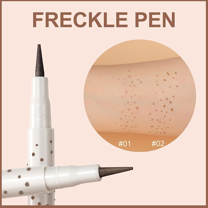 Erinde Natural Freckle Blush Makeup Kit - Liquid Freckle Pen & Fake Freckles Stamp Air Cushion & Powder Cushion Blush, Long Lasting Waterproof Freckles Tattoo Marker for Natural Sunkissed Makeup