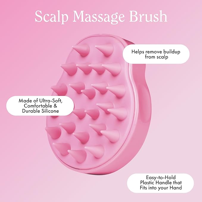 Rizos Curls Scalp Massage Brush, Remove Buildup, Stimulate Scalp Supporting Hair Health & Growth, Remove Dandruff Soothing Scalp, Comfortable Hold, Pink