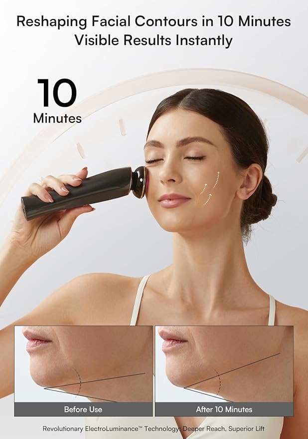 3-in-1 Red Light Therapy for Face and Neck, Skin Tightening Device True Beauty Glow Facial Massager for Skin Care, Effective Wrinkle Reduction Anti-Aging with Lifting, Tightening, Infusing