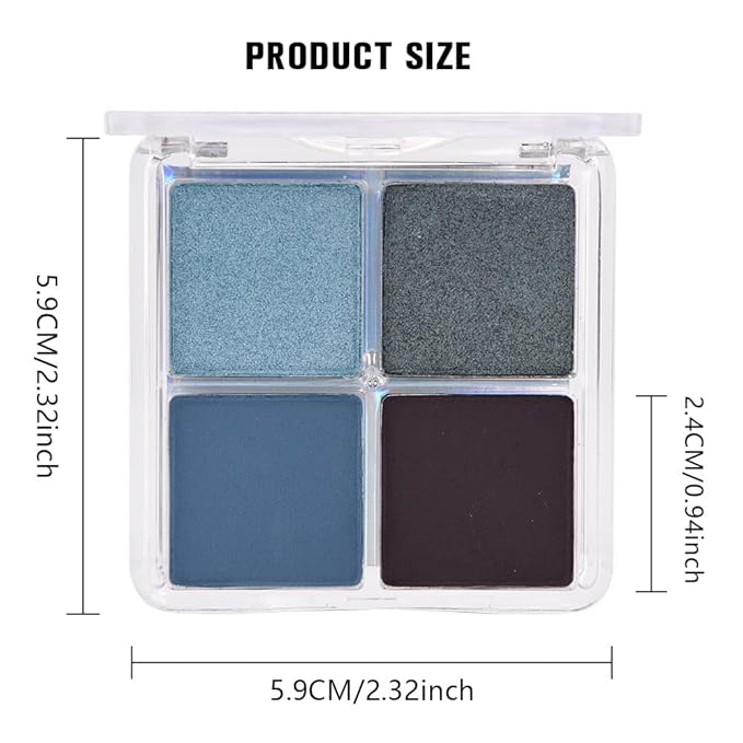 Kaely Powder Eyeshadow Quad, Blue Taupe Matte Glitter Eyeshadow Palette Makeup, Neutral Eye Shadow Palette for Older Women Pigmented Waterproof, sombras para ojos, Blendable, Cruelty-free, 13