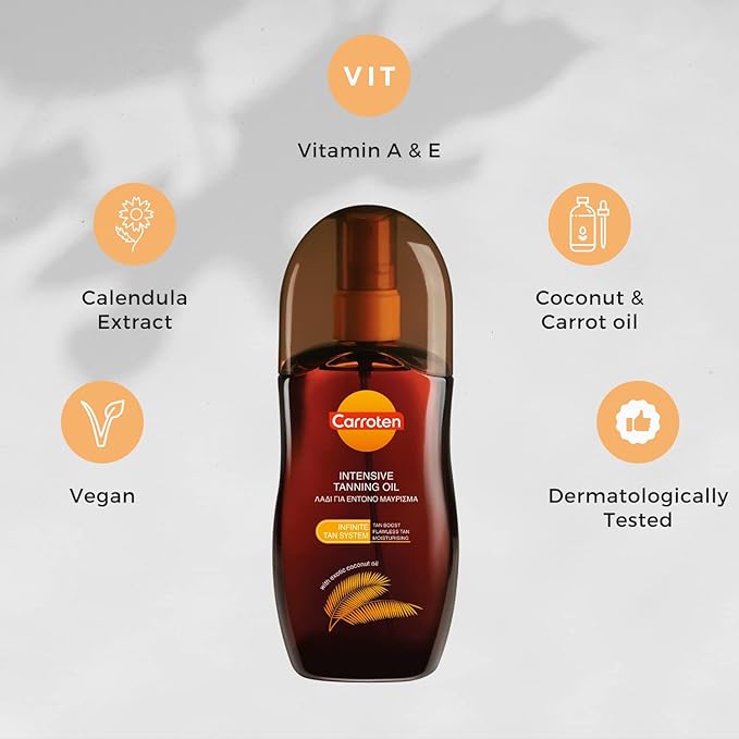 Carroten Natural Tanning Oil for Medium Deep, 125ml 4.23oz