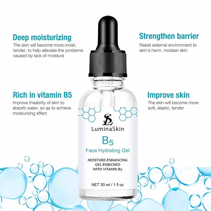 Hydrating Vitamin B5 Gel Skin Moisture-Enhancing Gel, Hyalu B5 Pure Hyaluronic Acid Serum for Face, with Vitamin B5, Anti-Aging Serum for Fine Lines and Wrinkles 30 ml