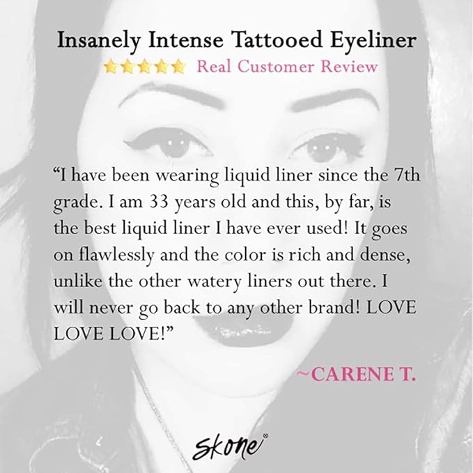 Skone Cosmetics Insanely Intense Tattooed Eyeliner Pen - Waterproof Liquid Eyeliner, Long Lasting, Sweat Proof, Smudge Proof Felt Tip Liquid Eyeliner - Pigmented Eye Liner Makeup - Navy (0.07oz)