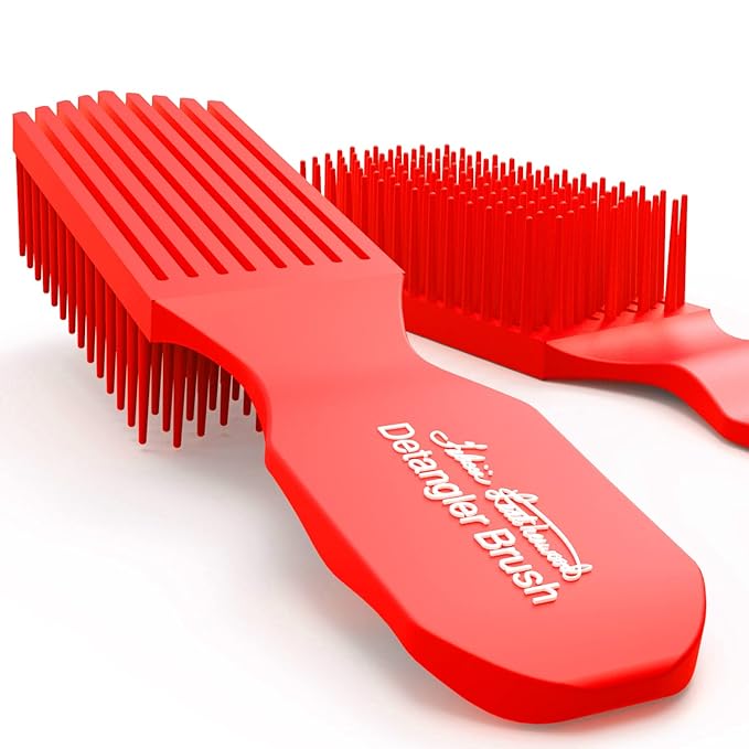 Red Detangler Brush by Felicia Leatherwood - For Kinky, Curly, Wavy 4c or Straight Hair - Tame Your Tangles Smooth Your Coils - Pain Free for All Ages