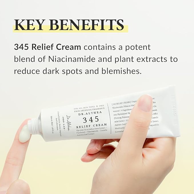 Dr.Althea 345 Relief Cream | Daily Face Moisturizer | Blemish Relief Care | Soothing Recovery & Moisture with Niacinamide, Panthenol | Korean Vegan Skin Care for All Skin Types | 1.7 Fl Oz (Pack of 2)