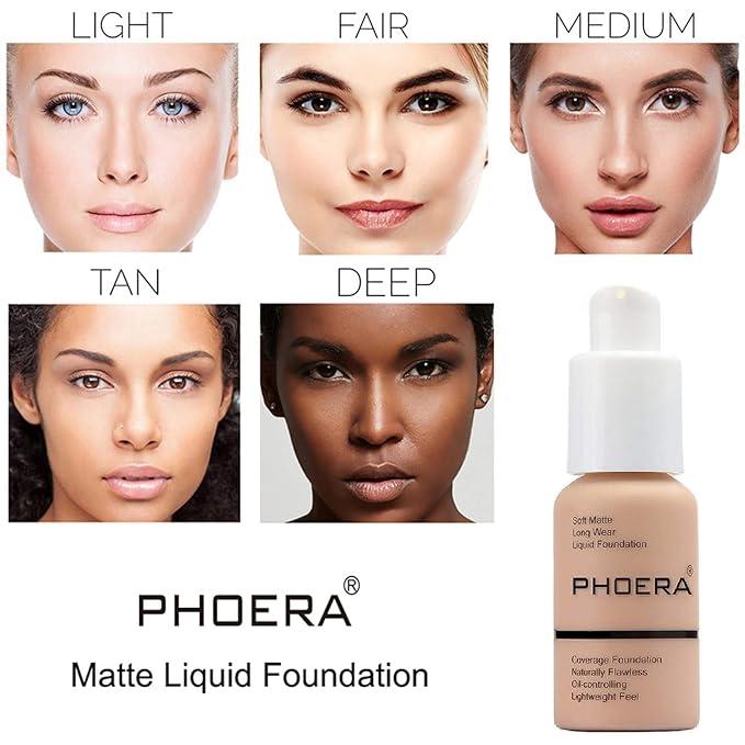 PHOERA Foundation, PHOERA Matte Liquid Foundation,PHOERA Makeup for Concealer (110-Truffle*2) 30ml