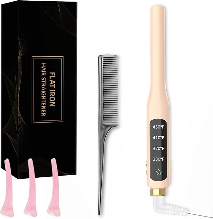 Small Flat Iron, 1/2 Inch Flat Iron for Short Hair Straightener and Curler 2 in 1, Ceramic Ionic Floating Plates for Less Frizz, 10s Quick Heat Up, Straightener for All Hair Types(Pink)