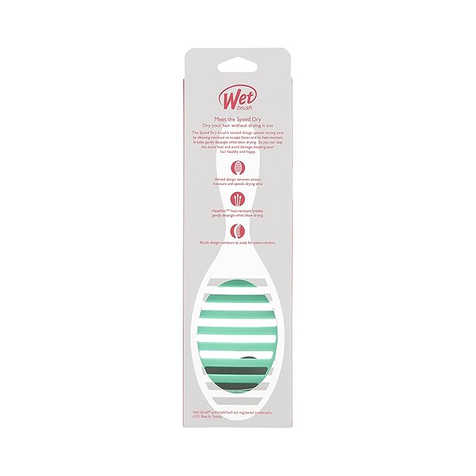 Wet Brush Speed Dry Hair Brush, Amazon Exclusive Aqua, Vented Design & Soft HeatFlex Bristles, Blow Dry Safe, Ergonomic Handle Manages Tangles & Uncontrollable Strands, Pain-Free Hair Accessories