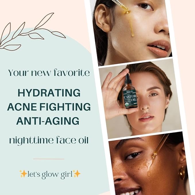 Live Fraiche Organic Castor Oil for Face (2oz) + FREE Filled Mascara Tube, 100% Pure USDA Eyebrow Eyelash Growth Serum, Cold Pressed, Hexane Free Hair Lash Serum
