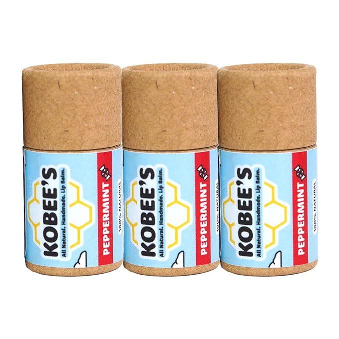 3 pack - Kobeesco Lip Balm, Lip Moisturizer, Lip Cure, Lip Balm, Chapstick (Peppermint)