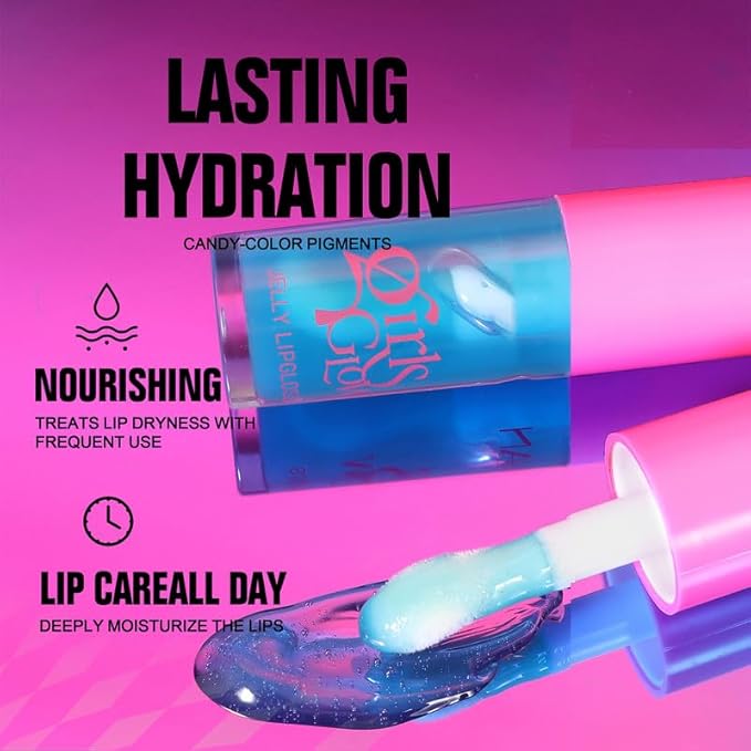 Red Cooling Jelly Lip Oil Gloss, Plump Moisturizing Cooling