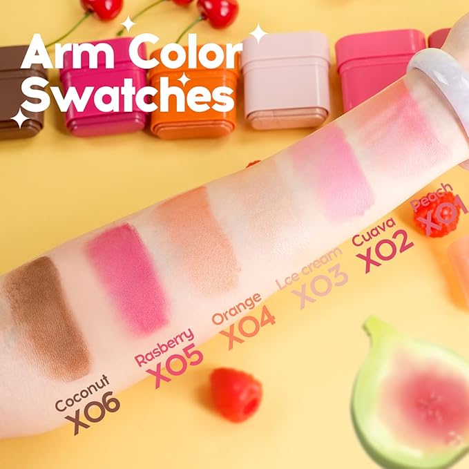 Multi-Purpose Makeup Hydrating Cream Blush Stick, Beauty Solid Moisturizer Stick For Cheek & Eyes & Lips,Waterproof Natural Moisture Smooth Blendable Matte Finish Face Blush Makeup (#02 Guava)