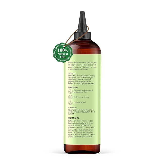 Botanic Hearth Rosemary & Batana Oil for Hair Growth (6.7 fl oz) | Revitalizing and Strengthening Hair Treatment for Fuller, Healthier-Looking Hair | Paraben Free | Suitable for All Hair Types