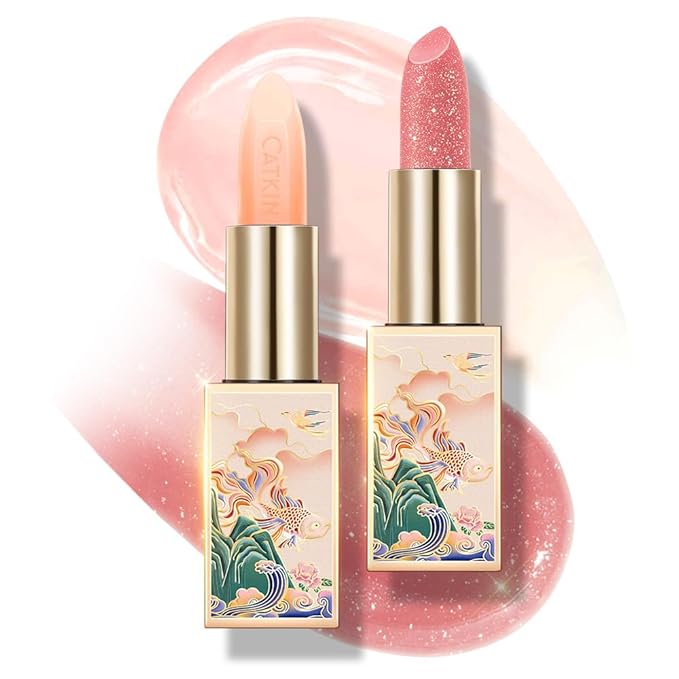 CATKIN Lip Balm Color Tinted Lipstick Ultra Hydrating Lip Deep Moistrurize Chapstick with Vitamin E Nourishing For Cracked & Dry Lips 0.12 oz (2pcs(01+10))