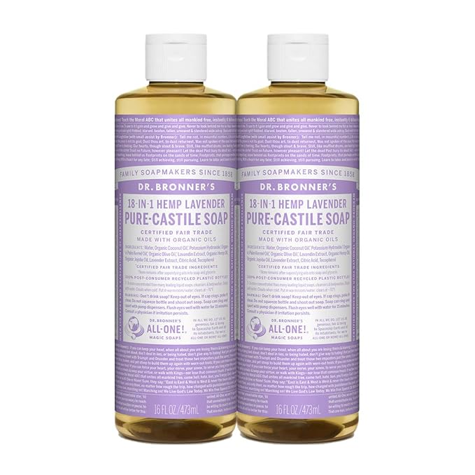 Dr. Bronner's - Pure-Castile Liquid Soap (Lavender, 16 ounce, 2-Pack) - Made with Organic Oils