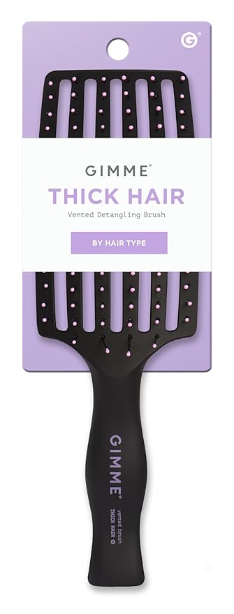 Gimme Beauty Vented Detangling Brush - Quick-Dry, Heat-Resistant Wet Brush for Thick or Thin Locks - Supports Healthy Hair - Flexible Curved Design for Fine Locks - Thick Hair