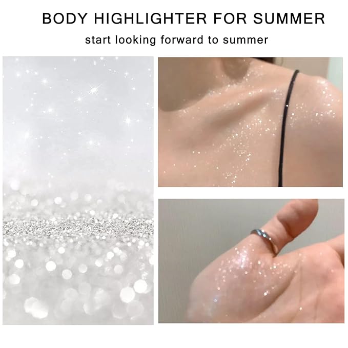 Highlight Glitter Powder Ball,White Shimmer Highlighter Makeup Powder Various Occasions