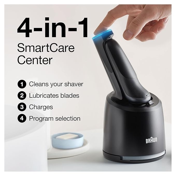 Braun Series 6 6075cc Electric Shaver with SmartCare Center and Precision Trimmer, Wet & Dry, Rechargeable, Cordless Foil Shaver, Black