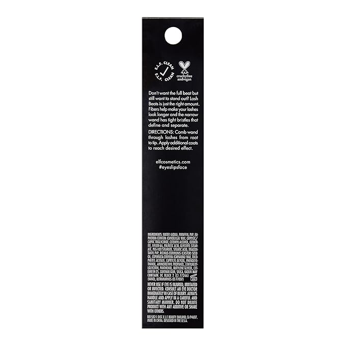 e.l.f. Lash Beats Mascara, Defining & Lengthening Formula for Mega Long Lashes, Creates Natural-Looking Long & Defined Lashes, Black (Pack of 2)