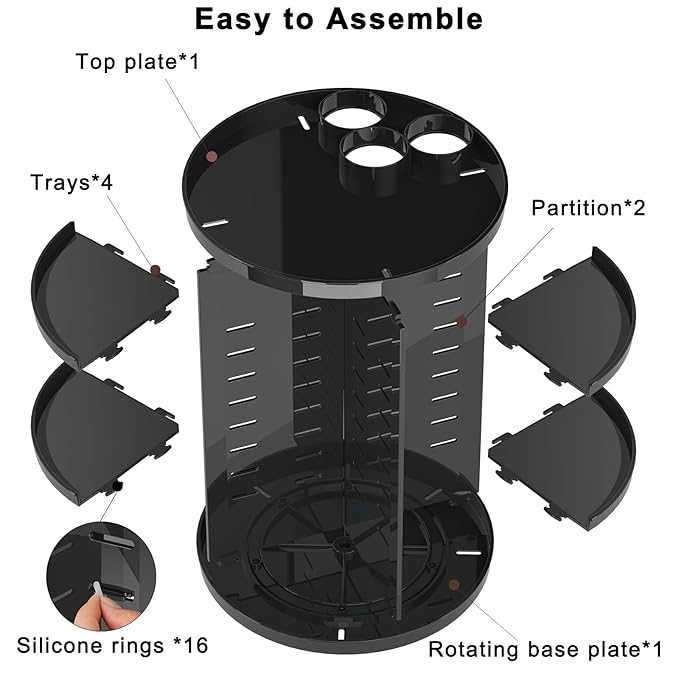 Rotating makeup organizer for vanity,