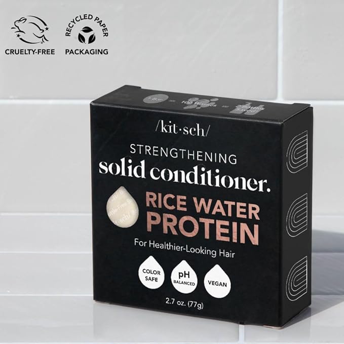 Kitsch Rice Water Hair Conditioner Bar - Soap Bar for Hair Care - Conditioner for Women and Men - Moisturizing & Strengthening for All Hair Types - Sulfate-Free, Paraben-Free - Made in USA - 2.7oz