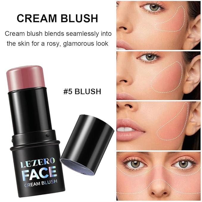 Blush Stick, Multi-use Blush Stick for Cheeks, Eyes, Lips, Silky Creamy Face Stick for Old Women & Mature Skin, Blendable and Buildable Color, Long Lasting Waterproof Non-greasy Formula (#21, Blush)