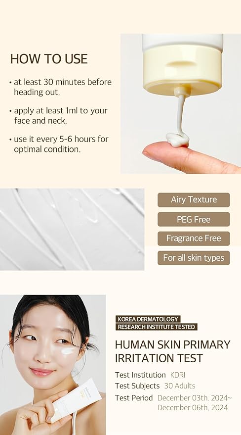 mixsoon Bean Sunscreen SPF 50 Airy Texture Type For Face Korean Skin Care 1.69 fl oz / 50ml