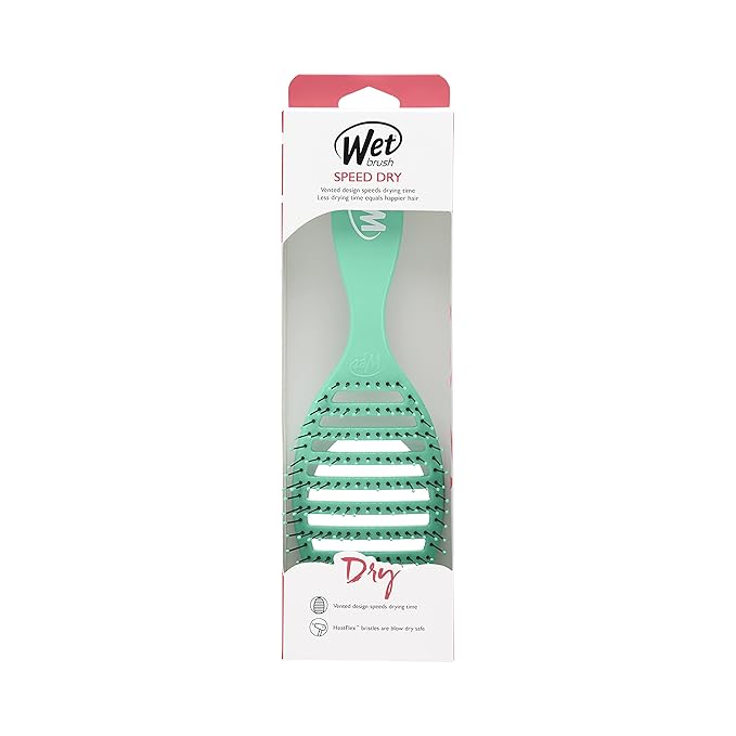 Wet Brush Speed Dry Hair Brush, Amazon Exclusive Aqua, Vented Design & Soft HeatFlex Bristles, Blow Dry Safe, Ergonomic Handle Manages Tangles & Uncontrollable Strands, Pain-Free Hair Accessories