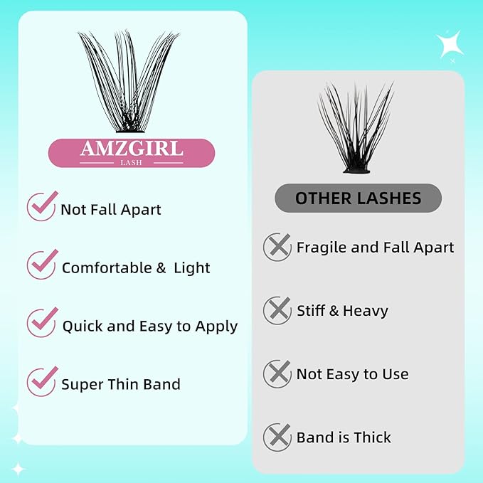 Lash Clusters Wispy 280PCS Eyelash Extension 80D Cluster Lashes Individual Lashes DIY Lash Extension Natural Look Cluster Eyelash Extensions Soft False Eyelashes at Home for Beginners(12mm)