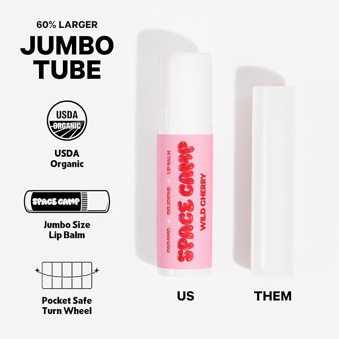Space Camp Wellness Jumbo Lip Balm - Tropical Pineapple Organic Flavored Balm (2 Pack)