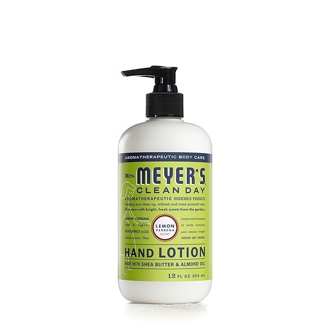 MRS. MEYER'S CLEAN DAY Hand Lotion, Long-Lasting, Non-Greasy Moisturizer, Cruelty Free Formula, Lemon Verbena Scent, 12 Oz