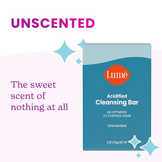 Lume Acidified Body Cleansing Bar - 24 Hour Odor Control - Removes Odor Better Than Soap - Moisturizing - No SLS or Parabens - OB/GYN Developed - 8.5 Ounce, 3 Pack (Tangerine, Lavender, & Unscented)