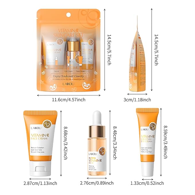 Skin Care Set Vitamin C Beauty Gift Sets Skin Care Kit with Serum, Eye Cream, Face Cream Travel Kit for Women Mom Wife Sister Daughter Teen Girls TSA-friendly Sizes Birthday Gift 3pcs