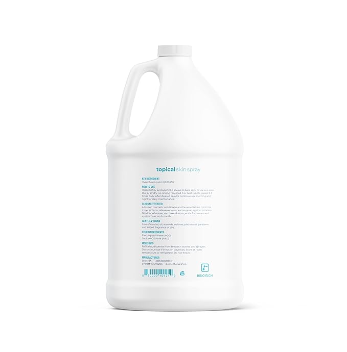 BRIOTECH Topical Skin Spray, Hypochlorous Acid for Sensitive Skin, HOCl Facial Mist, Full Body Support Against Irritation, Calm Redness, Soothe Foot & Scalp, 1 Gallon Refill (1 Pack)