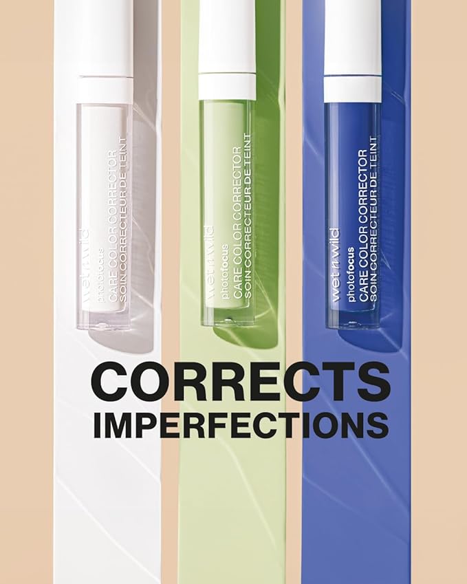 wet n wild Photo Focus Care Color Corrector, Niacinamide-Infused, Seamlessly Buildable for All Skin Types, Lightweight Formula for Flawless Correction, Vegan & Cruelty-Free - White (Pack of 3)